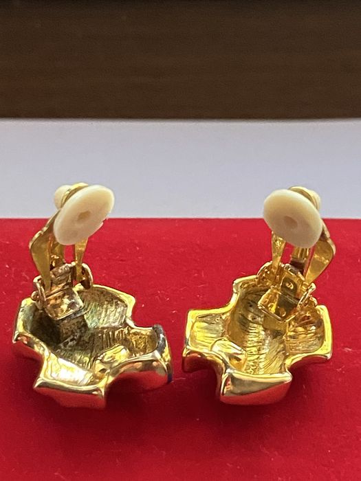 Cercei clipsuri vintage emailați din anii ‘80, Grecia clips cu cauciuc