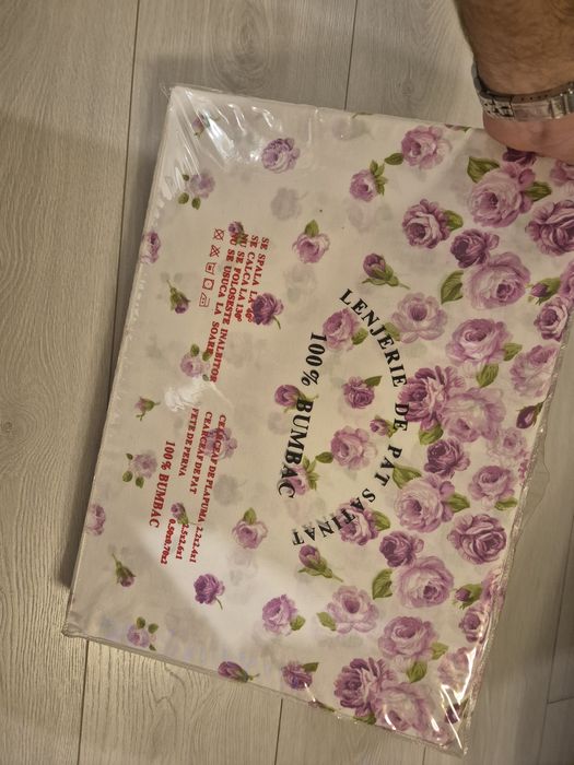 Lenjerie de pat, set 4 piese, sigilat, 100% bumbac