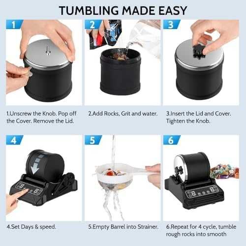 Нова Машина за полиране на камъни 1 кг, 9 скорости, комплект с камъни