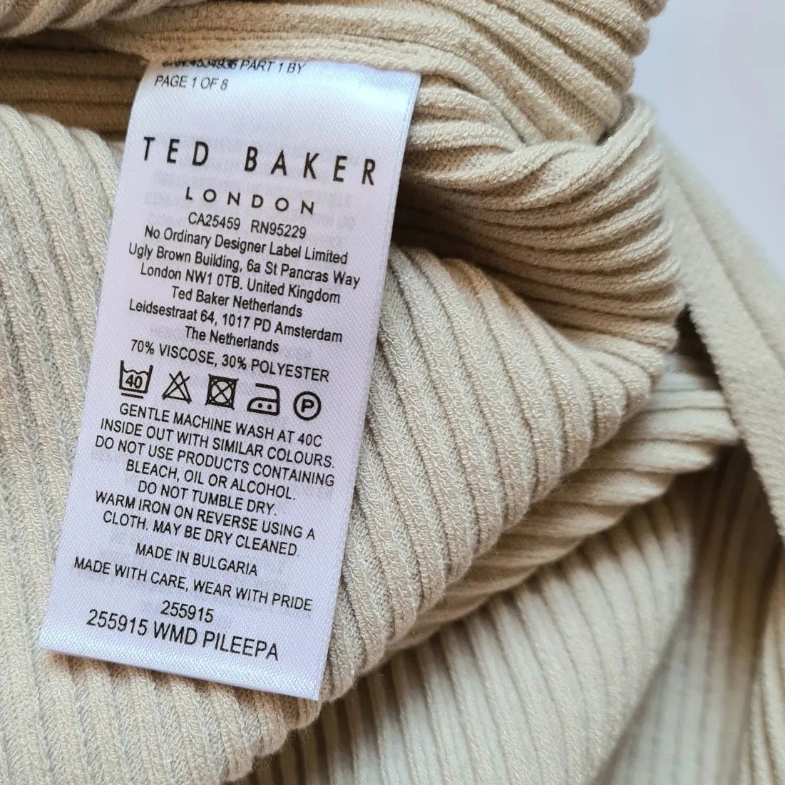 Ted Baker нова миди ribbed плетиво бежова рокля L