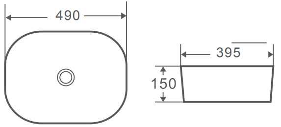 Мивка за баня 49 х 39,5 х 15, черен мат