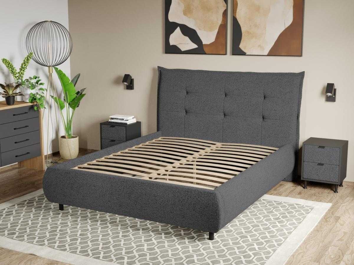 Pat Tapitat Axel Gri Inchis - Coral 80 cu somiera fixa