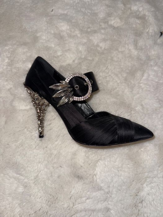 Обувки на ток с камъни Miu Miu