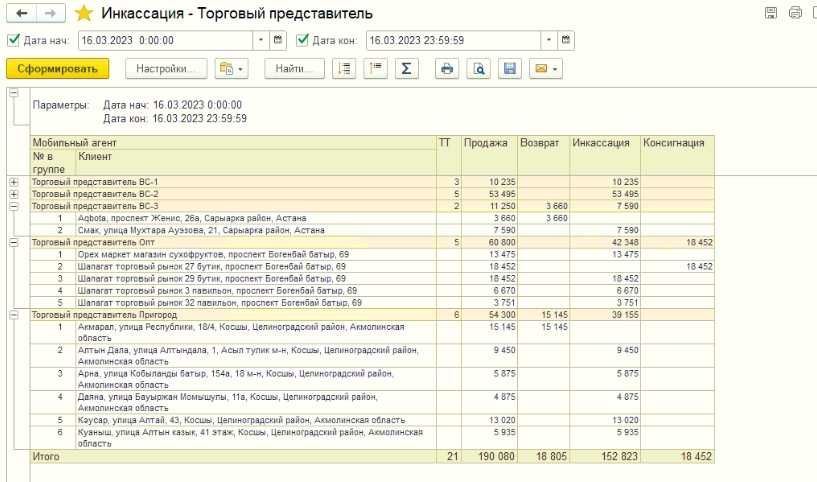 1C, управление торговлей, приложение для торговых, выгрузка в 1с