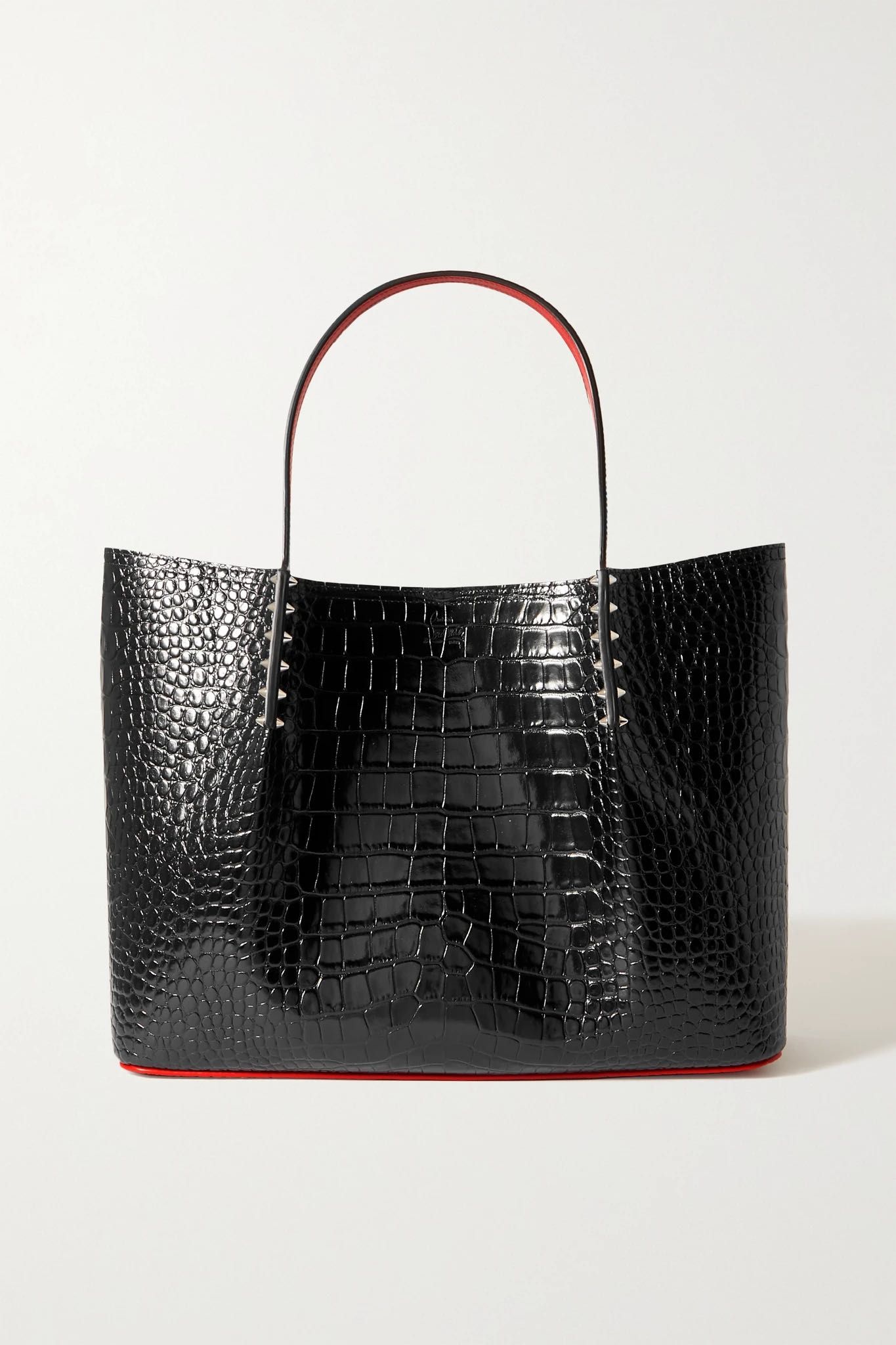 CHRISTIAN LOUBOUTIN
Cabarock spiked croc-effect glossed-leather tote