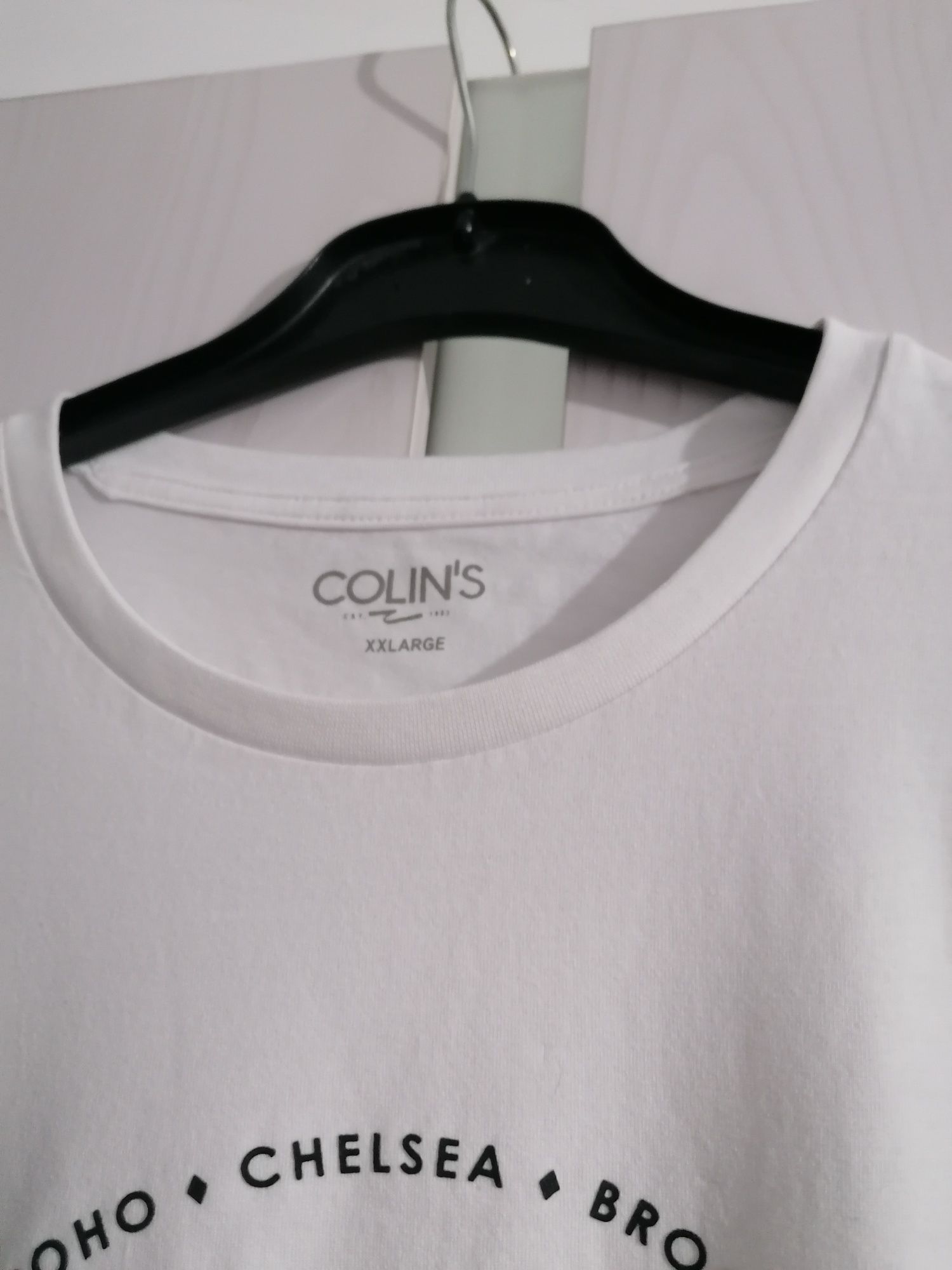 Tricou bărbați  Collins alb imprimat