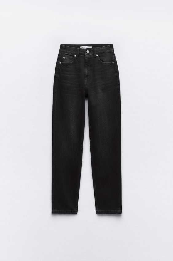 Дамска дънки ZARA MOM-FIT HIGH-WAIST, размер 40, 100% памук