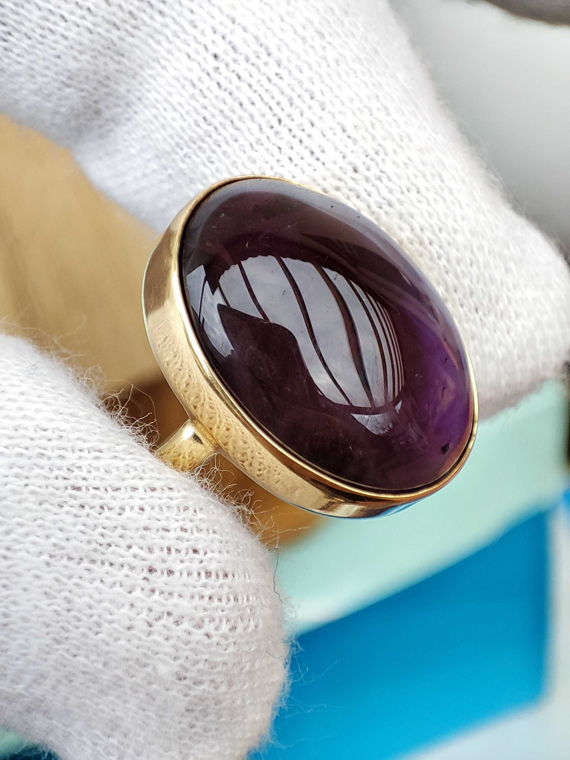 Inel Aur 18K Cu Ametist Amethyst Cabochon Unicat