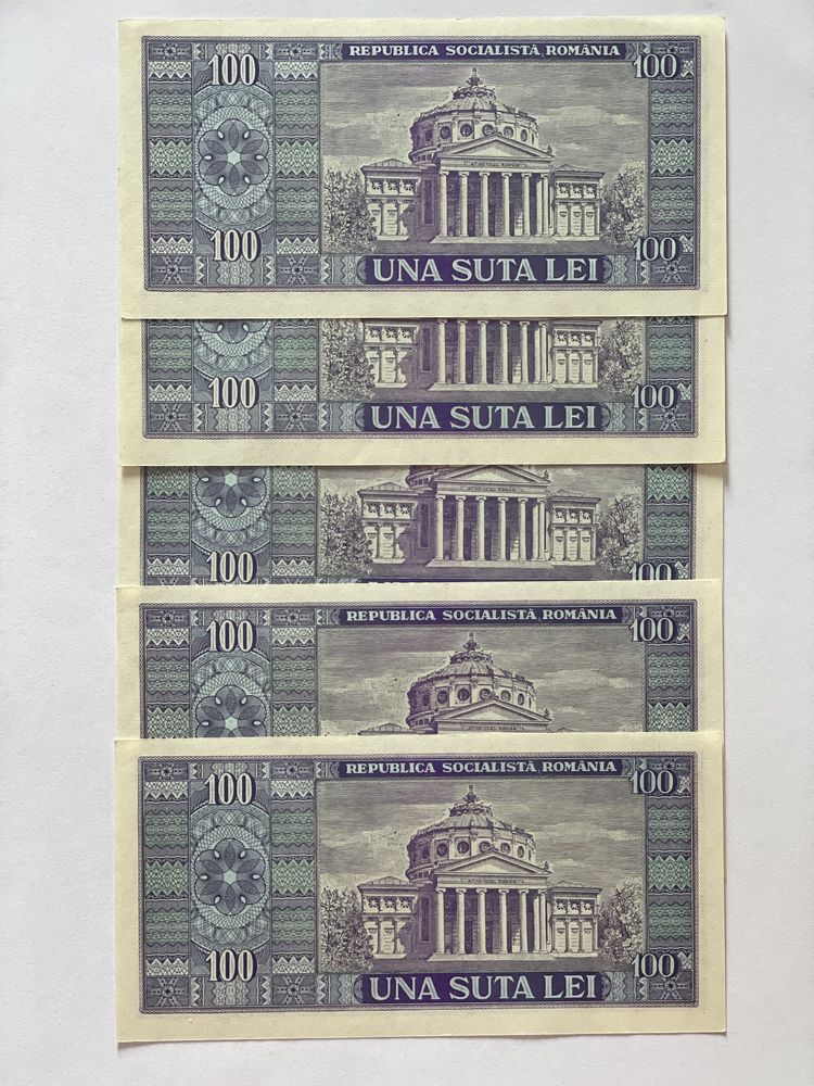 Bancnote vechi 1966 UNC serie consecutiva 100 lei