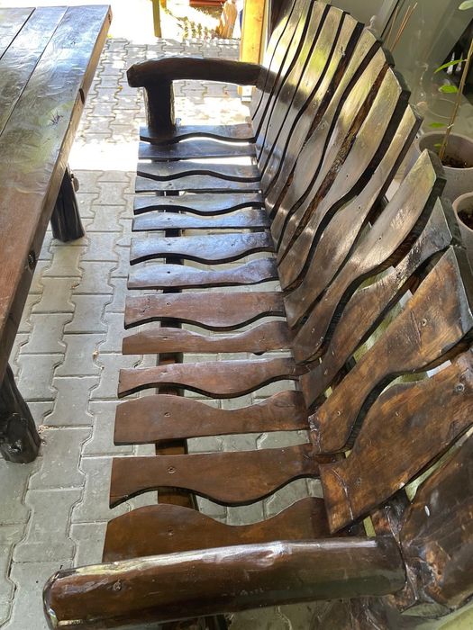 Masă și bănci rustice pentru terase/foișor grădină