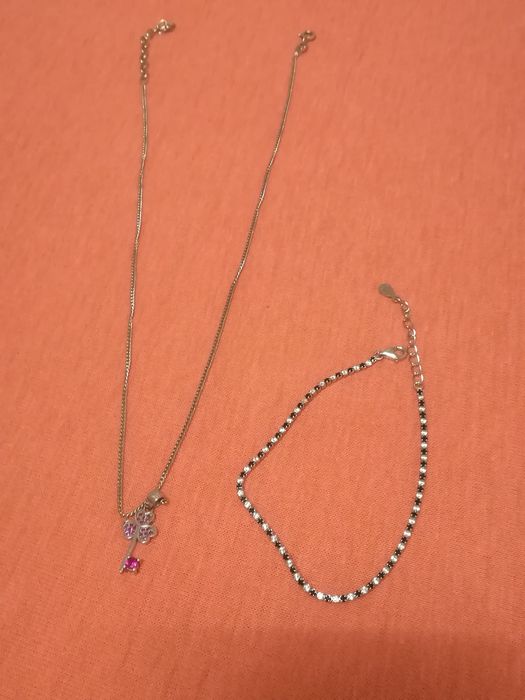 Set lant pandantiv si bratara din argint, model deosebit, 6.19 grame
