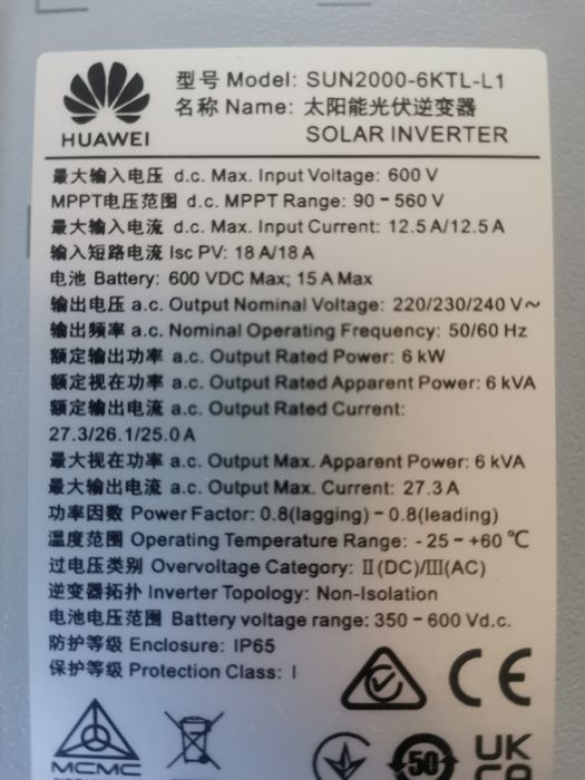 Invertor hybrid Huawei 6 kw