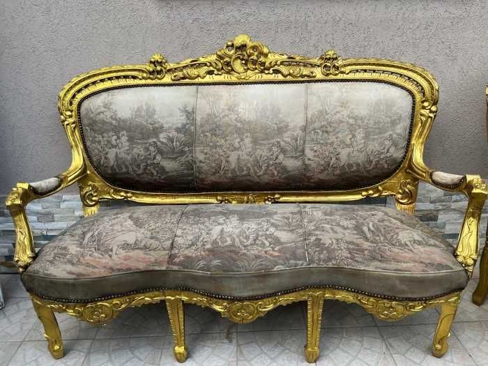 Deosebita canapea cu 2 fotolii-foita-personaje epoca-Franta