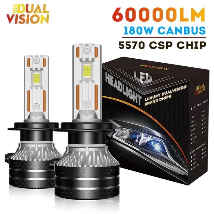 Becuri Leduri H7 60.000 Lumeni 180 wati cip led 5570 CSP