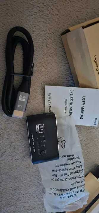 Splitter   Switch HDMI 8K, 3 x HDMI 2.1, 60/120 Hz, la 1 x HDMI, Negru