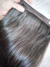 Волосы на заколках, натуральные 50-53см шоколад