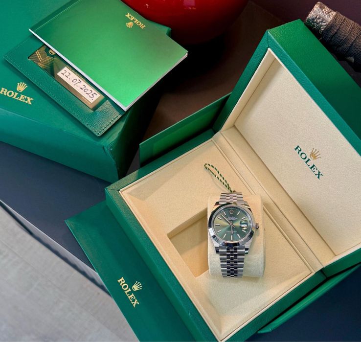 Rolex Datejust 41mm GREENDial Jubilee NEW 7/2025 Full set Acte cutie