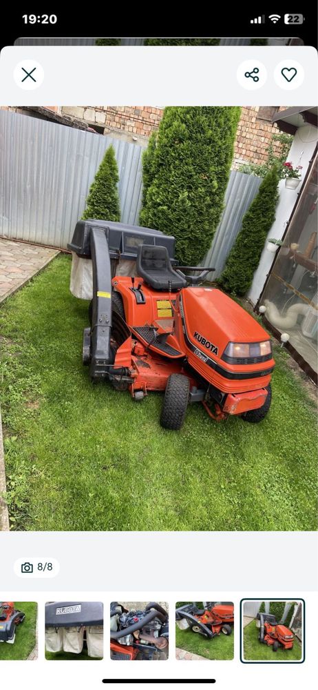 Tractoras de tuns gazon Kuboda