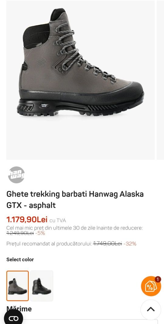 Bocanci HANWAG Alaska Gtx GORE-TEX, nr 41 1/2 EU trekking, parapantă