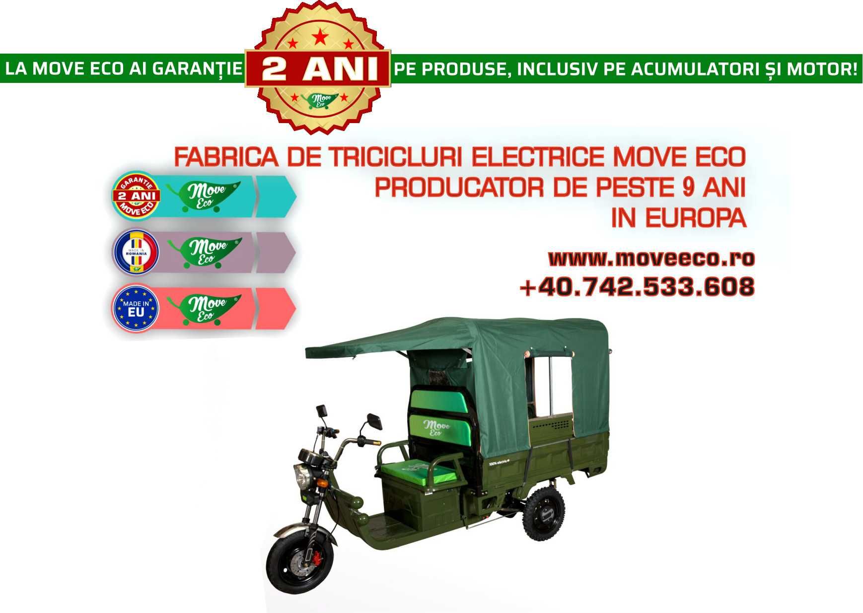 Triciclu electric omologat MoveEco / remorca /Prelata&offroad optional