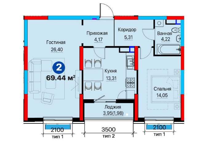 2-х комнатная квартира, по 1 160 у.е. за квадратный метр "BUSINESS"