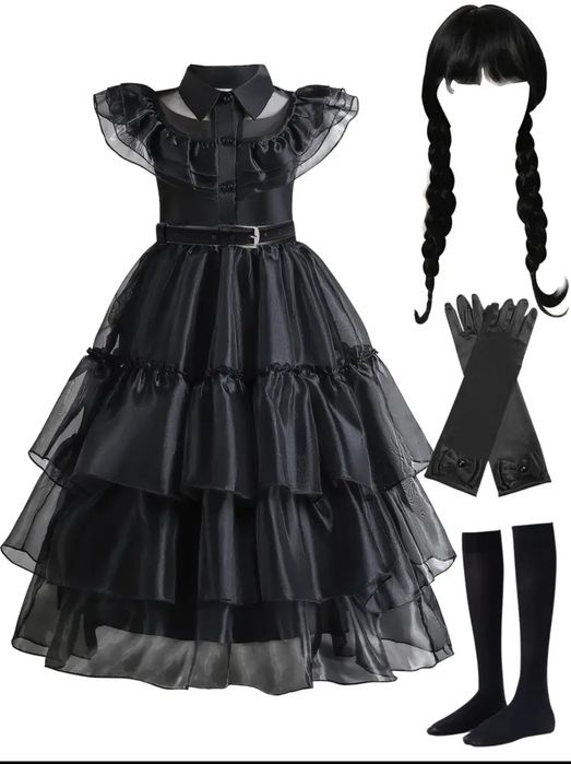 Платье для девочек в стиле фильма с элегантной рюшевой юбкой из тюля