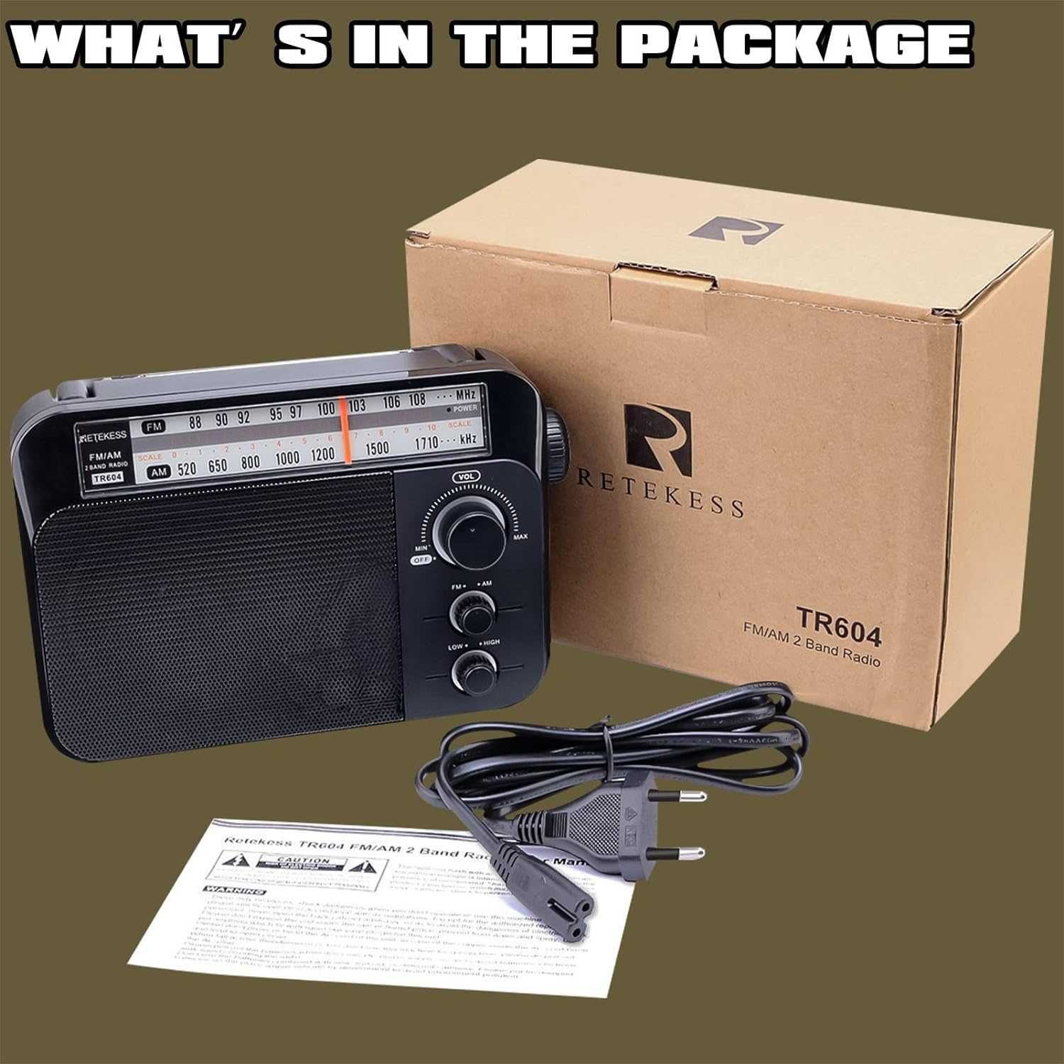 RETEKESS TR604 FM,AM,SW радиоприемник,класически дизайн