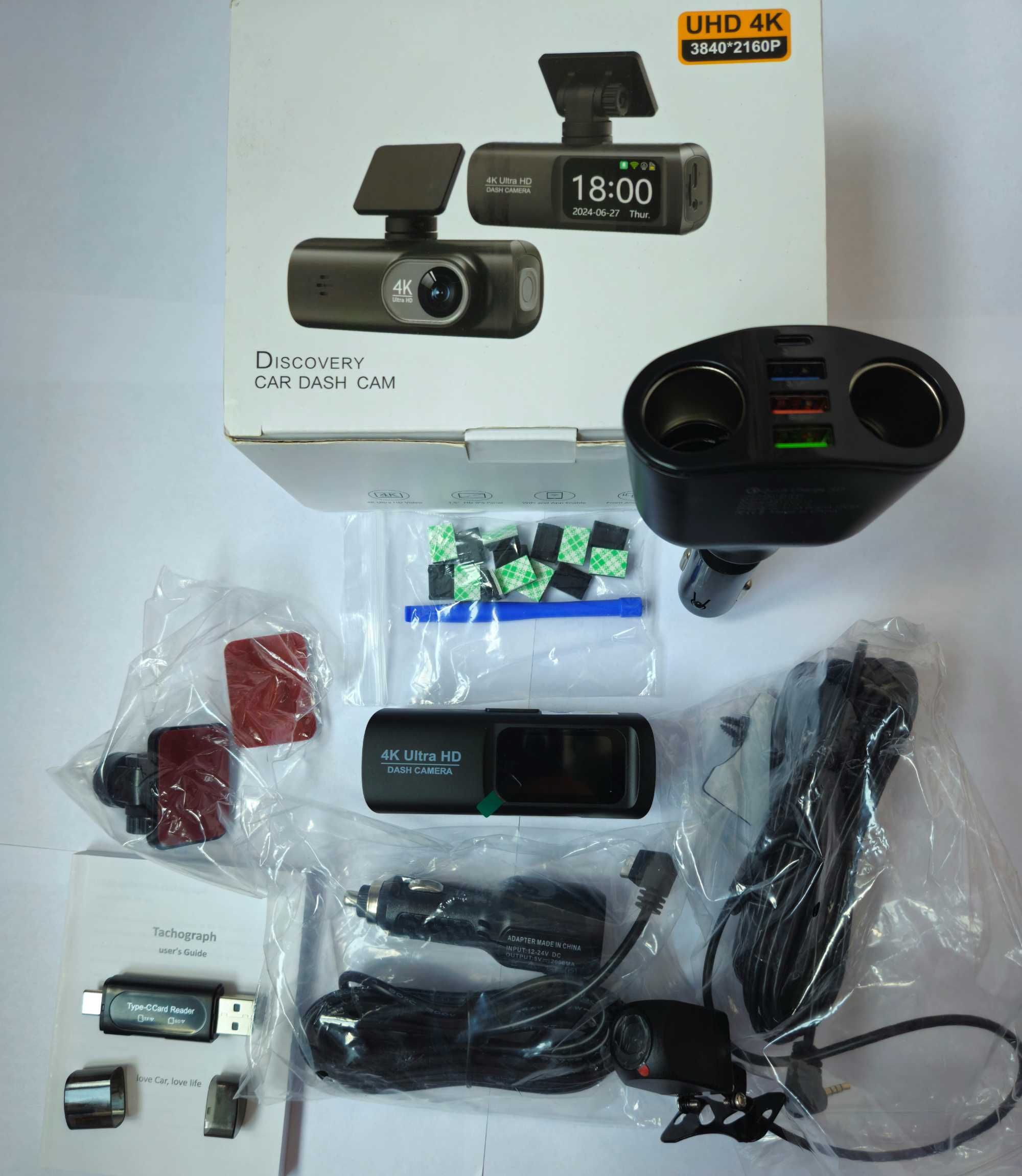 Camera Auto Video  Dubla,4K,Wifi,Card 64Gb,Cititor Card Sd,Incarctar.