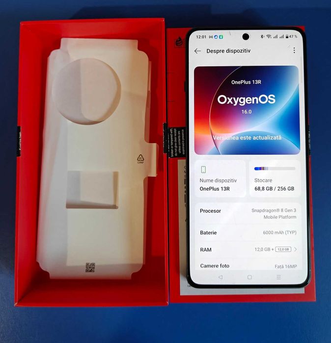 Telefon OnePlus 13R, Dual SIM, 12GB RAM, 256GB, 5G, Nebula Noir