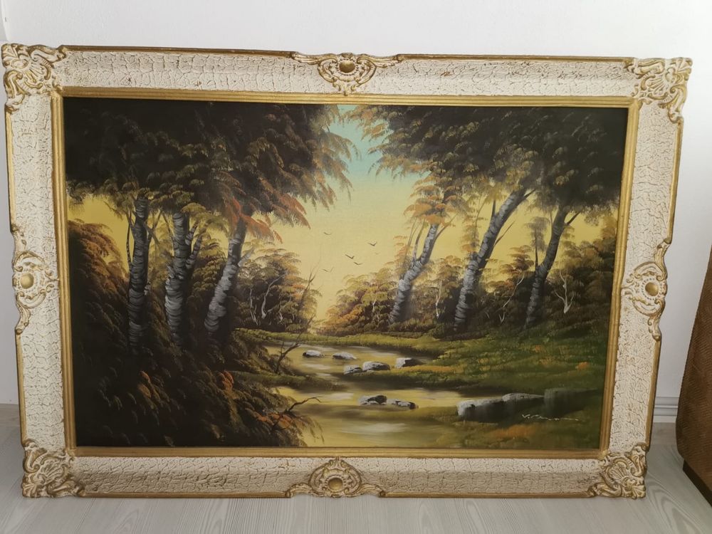 Tablou pe pânză, peisaj deosebit - cu ramă barocă