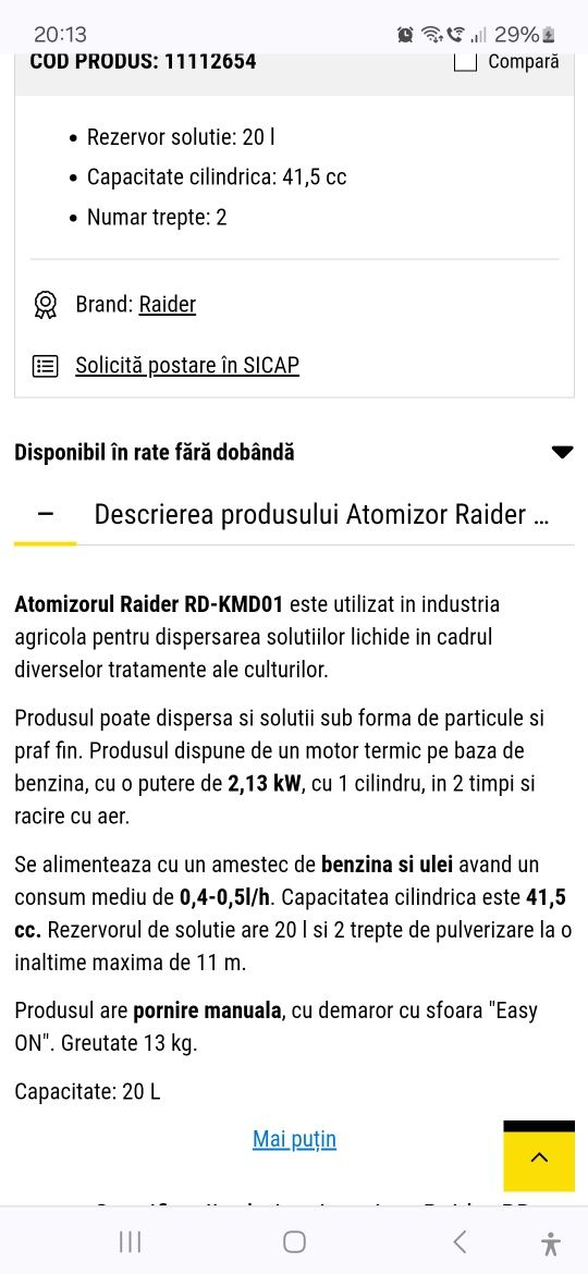 Atomizor Raider RD-KMD01 - folosit de doua ori, ca nou