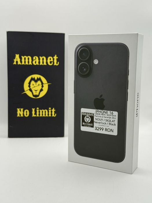 iPhone 16 128GB NOU SIGILAT Garantie 2ANI Folie Cadou,AMANET NO LIMIT.