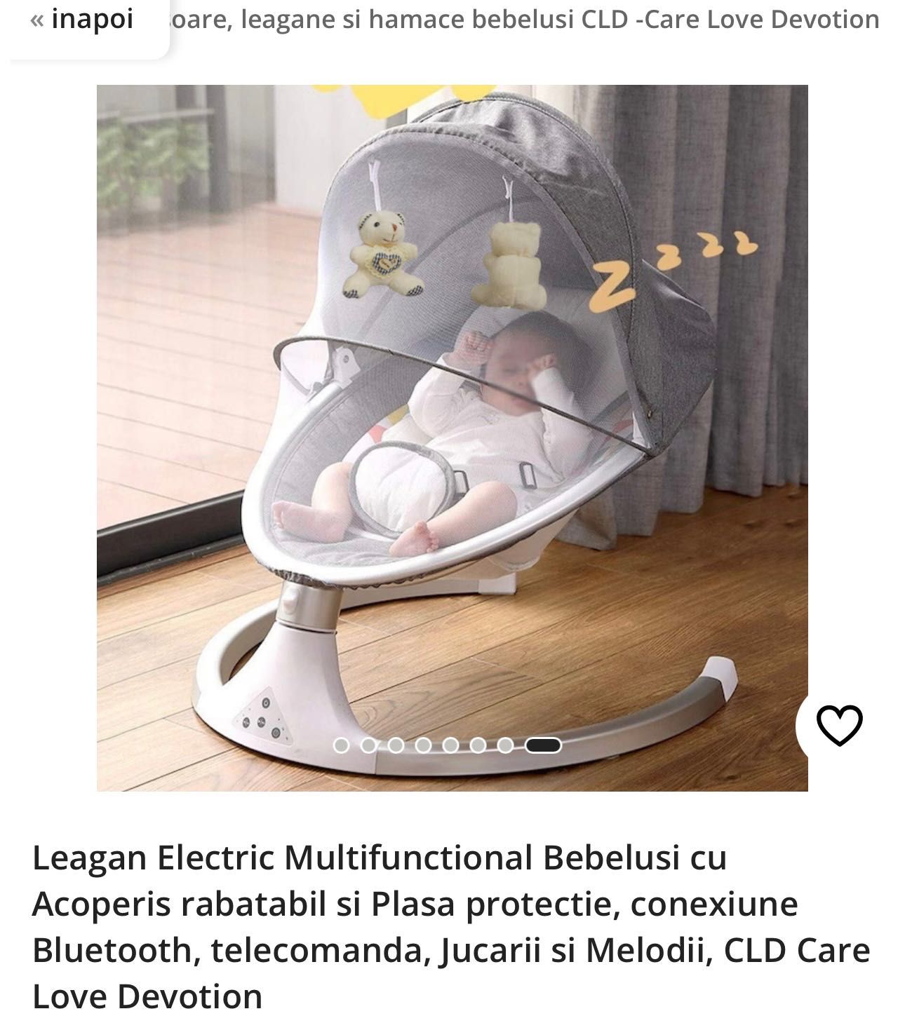 Leagăn electric bebeluș 0-2 ani, max 20 kg + salteluta cu activități