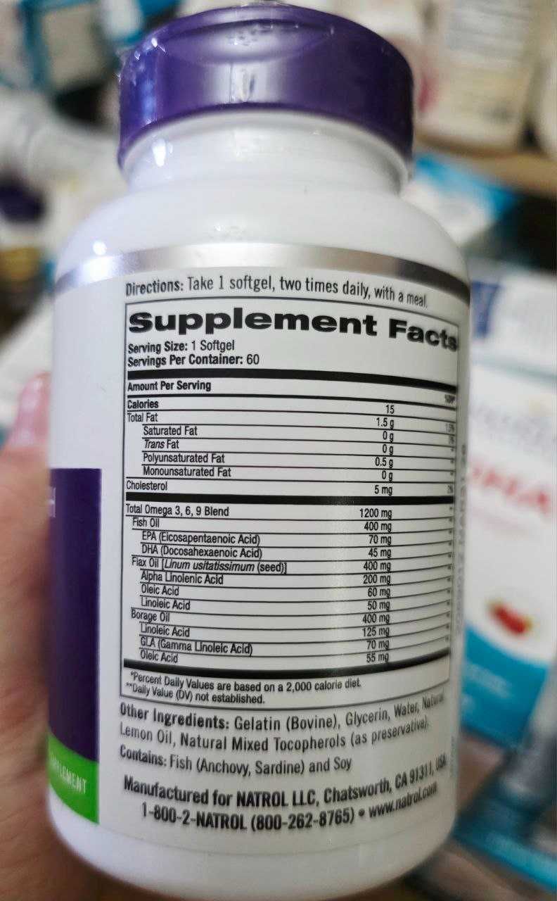 ДОСТАВКИ НЕТ Natrol omega 3-6-9 60шт 90 000 Годен до 03/2026