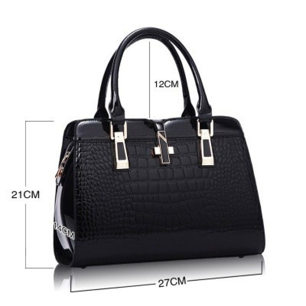 Луксозна лачена дамска чанта, имитираща крокодилски десен BAG43