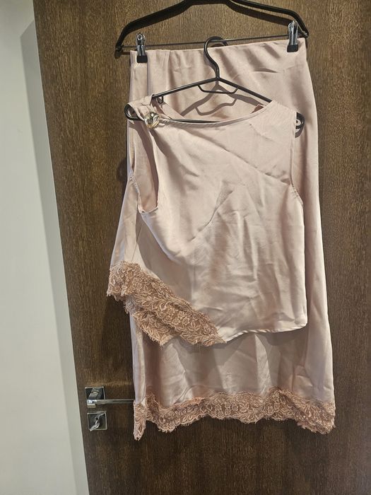 розов комплект сатен