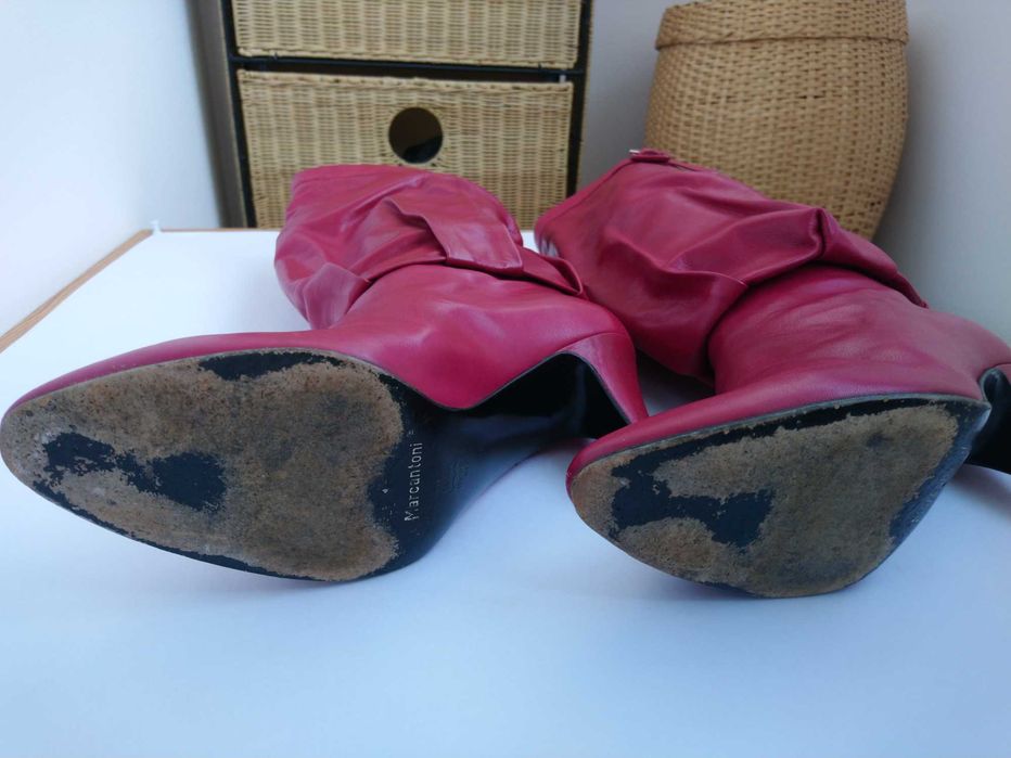 Cizme de piele subtire, Marcantoni, Made Italy, rosu, marime 37-38