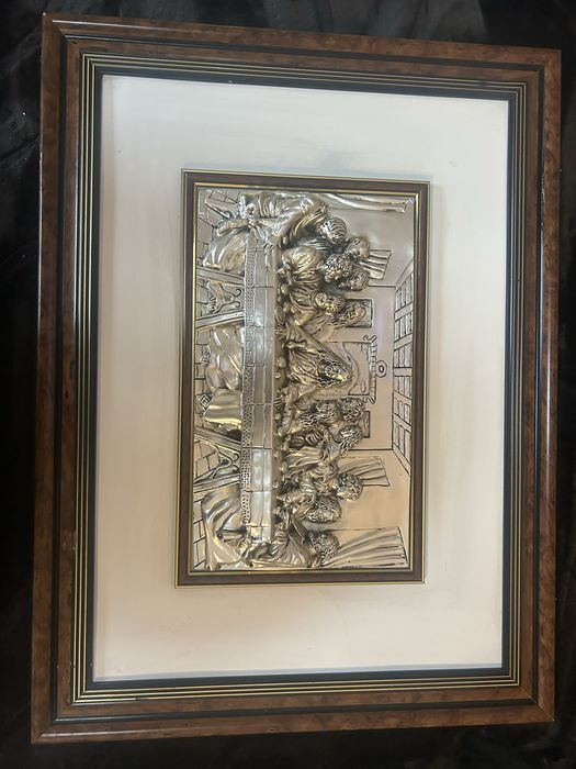 Tablou religios cu foita argint in basorelief