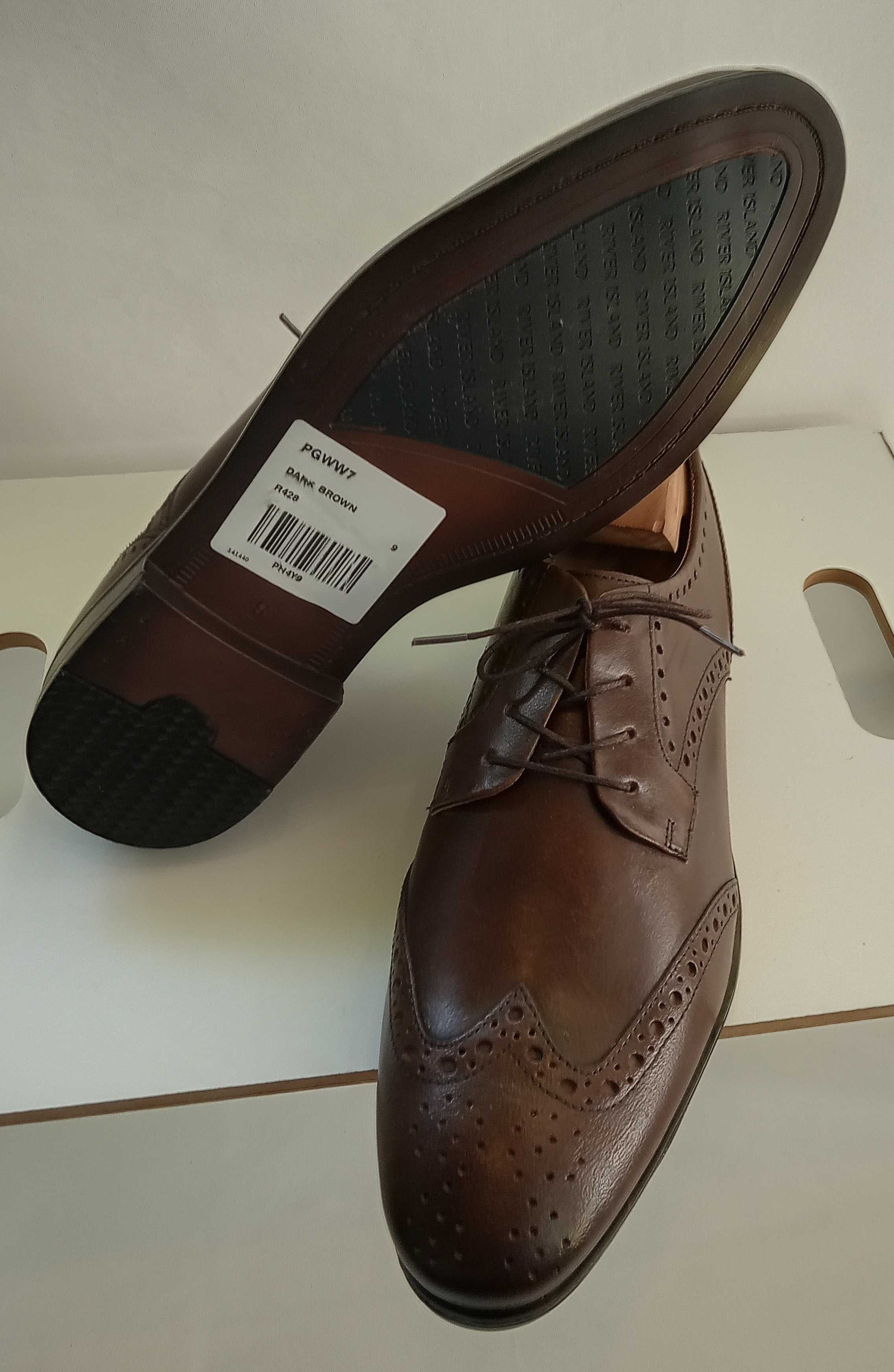 Pantofi derby premium River Island 42 Portugal piele naturala