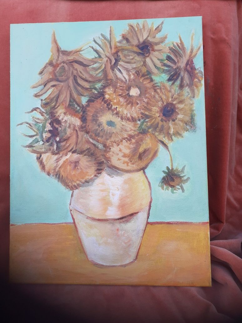 Tablou Van Gogh,copie,Floarea soarelui,acrilic pe pânza/40/30cm
