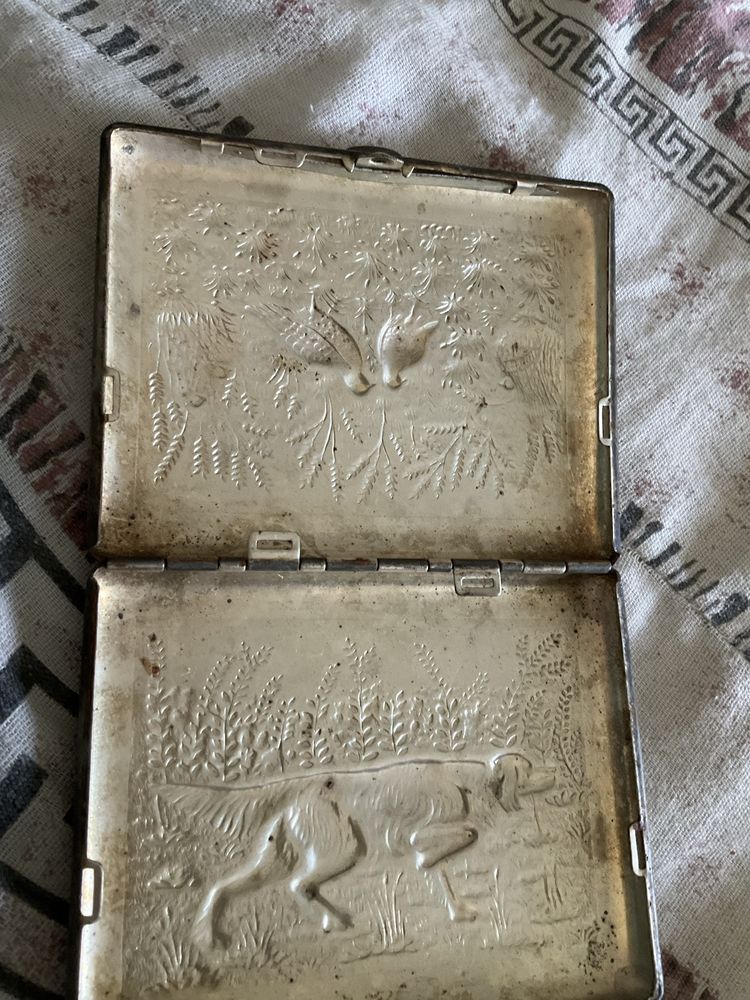 Портсигар металлический Охота