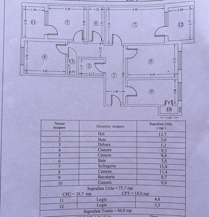 Apartament 4 camere decomandate