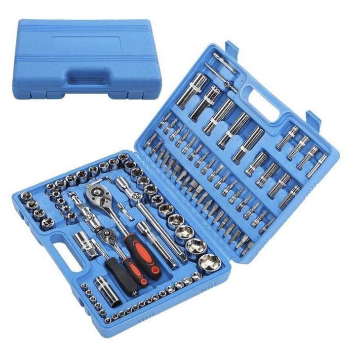 Комплект гедоре инструменти 108 части с 2 тресчотки в куфар NEW