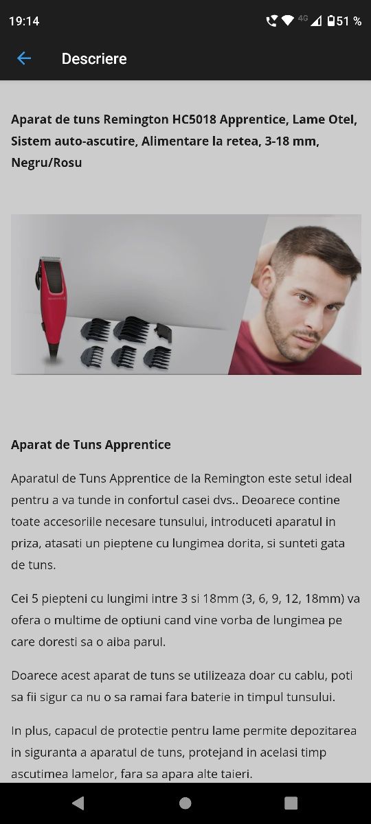 Aparat de tuns Remington