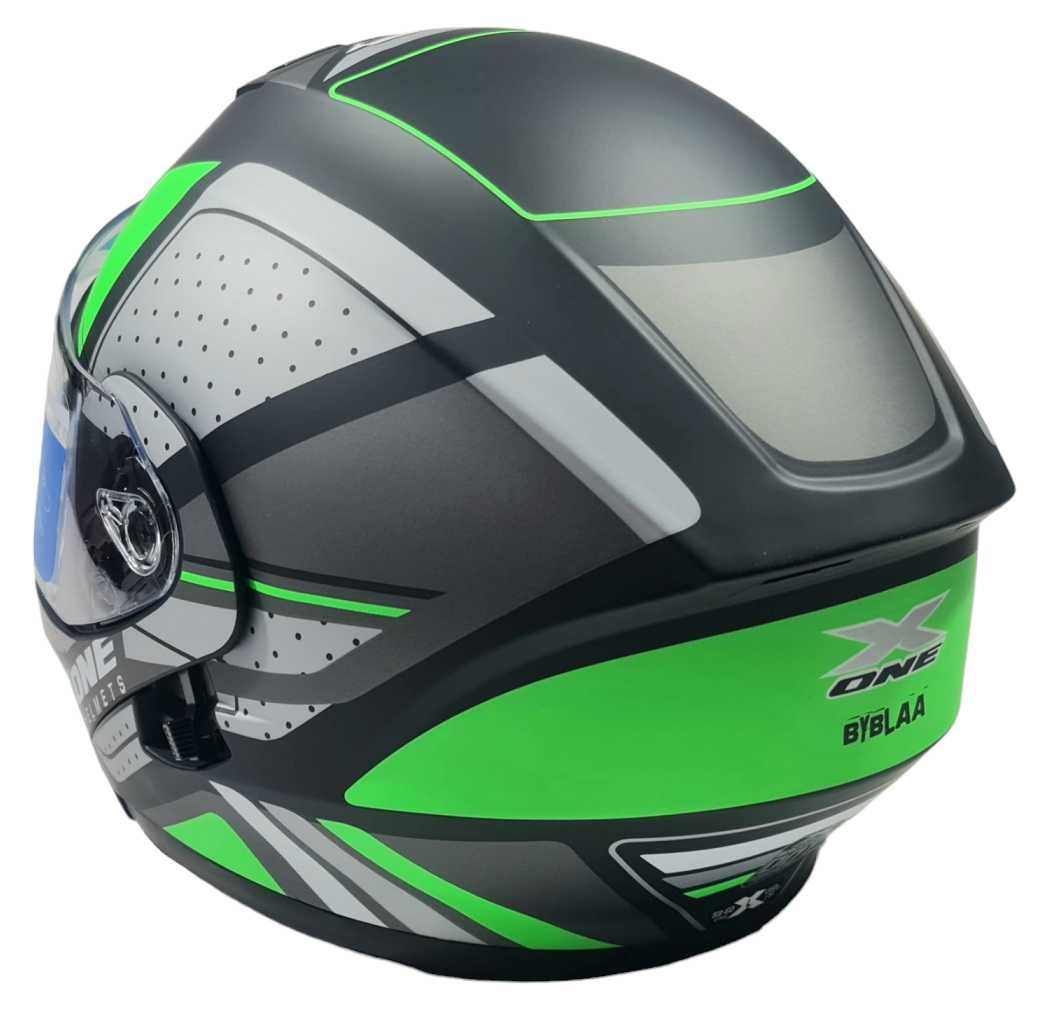 Каска Мотор синя / зелена размер L 59-60см X-ONE LVS Helmets