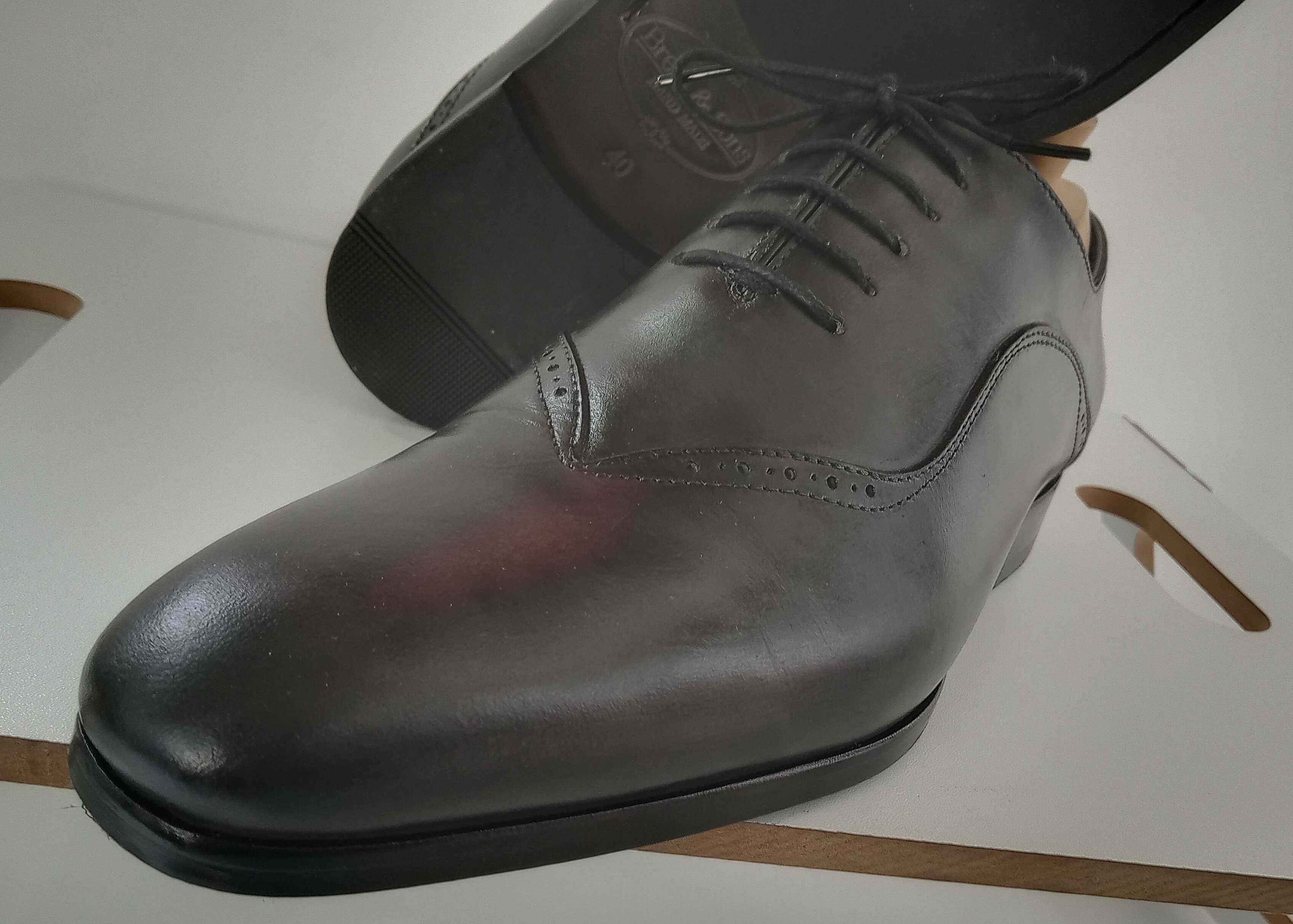 Pantofi oxford lucrati manual Brett & Sons 40 piele naturala