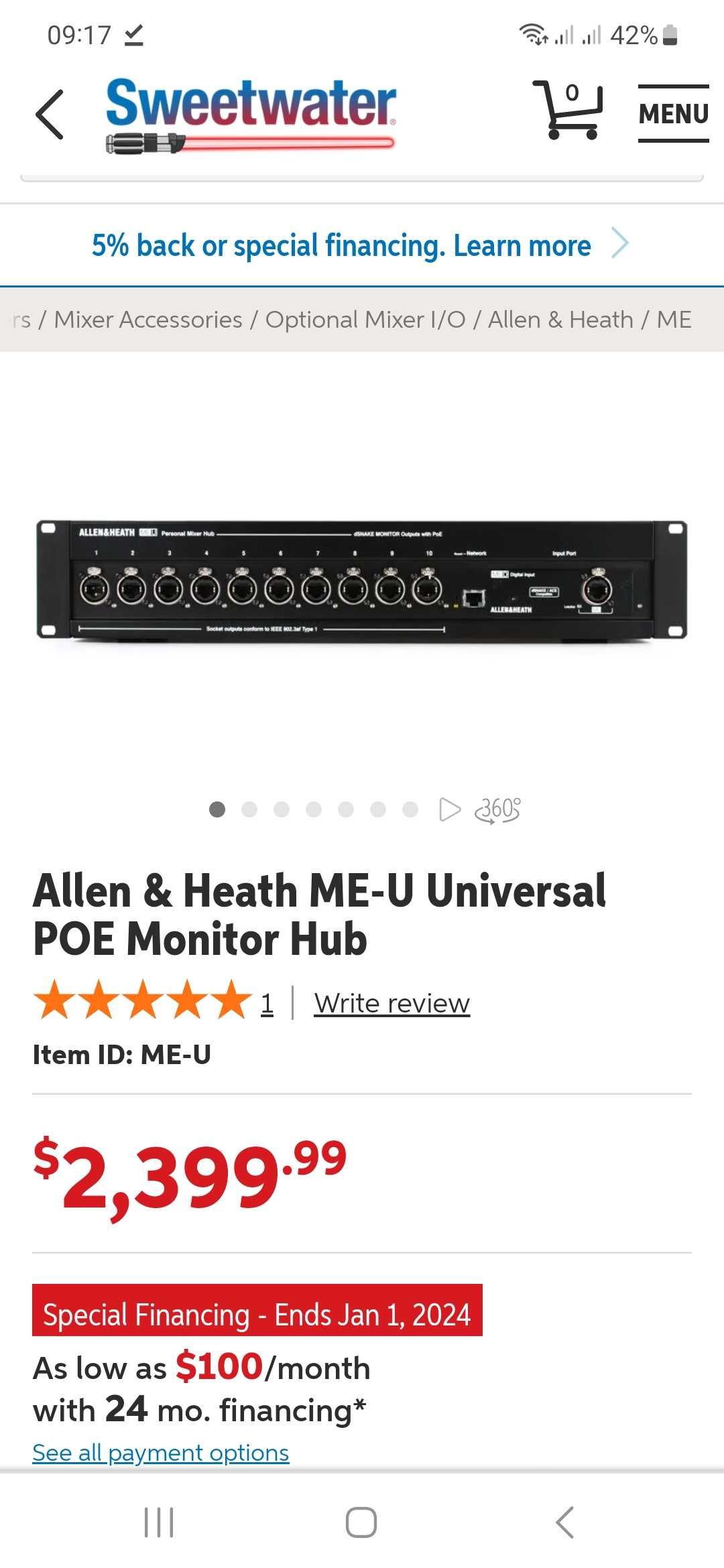 Allen & Heath ME-U Universal POE Monitor Hub, Nou