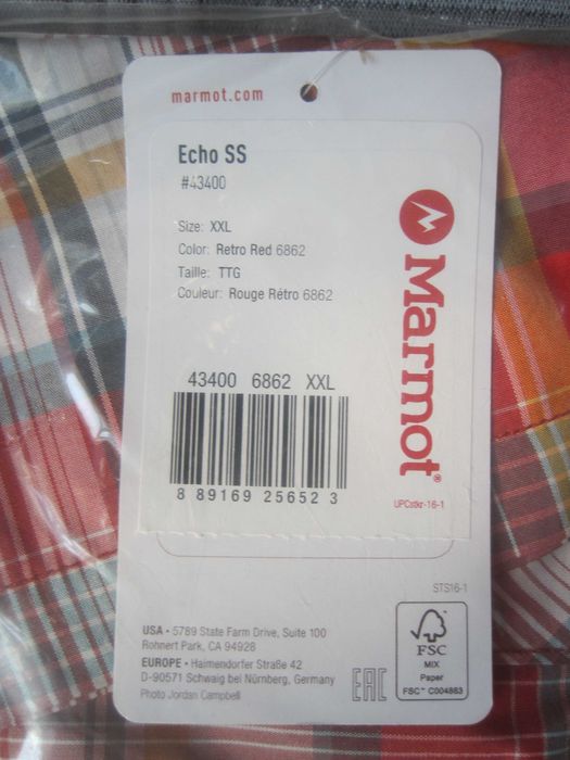 Cămașă Marmot Echo SS, Retro Red, XXL, nouă