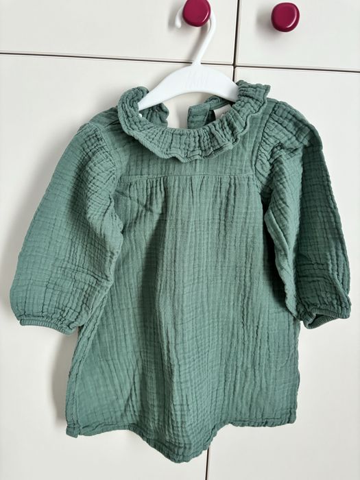 Rochie muselină, verde, 86 cm, H&M