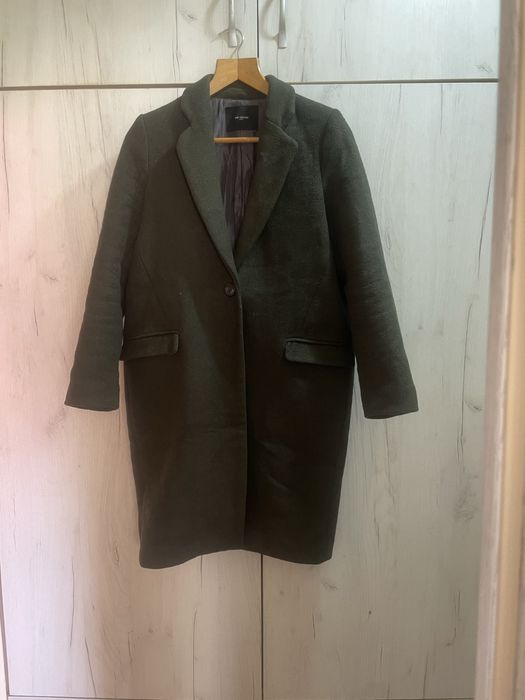 Италианско палто с вълна ,зелен цвят